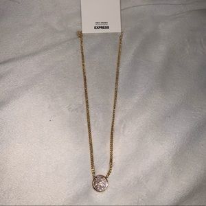 Brand New Express Gold Tone Pave CZ Necklace